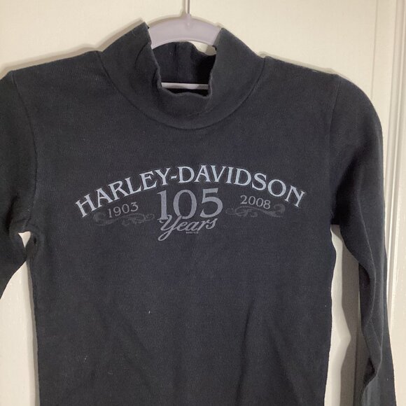 Harley Davidson Kids Black Long Sleeve T-Shirt High Neck Motorcycle Boy Girl - Picture 2 of 7